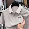 Camiseta masculina de manga curta, novo estilo de verão, polo fashion estampada com gola, adequada para homens de negócios jovens e de meia-idade, top elástico