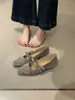 Primer Encuentro Ji Estilo Coreano Estilo Pequeño Chanel Cuadrado de Lunares Punta Cuadrada Mary Jane Bailarinas Slip-ons 2026 Otoño Estilo Suave Bailarinas