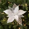 Novo Produto de Natal Enfeite de Árvore de Natal Lantejoulas Douradas Brilhantes Decorações de Flores de Natal de Renda Feitas à Mão