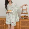 2026 Nuevo Pijama de Algodón y Seda de Longitud Larga para Casa, Ropa de Dormir de Algodón Artificial, Traje de Aire Acondicionado Estilo Cárdigan con Cuello en V, Ropa para el Hogar