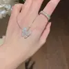 Colar Borboleta Mãe de Pérola Branco Van Gogh para Mulheres, Versão de Luxo com Banhos de Ouro 18K, Corrente Clavícula Platina Rosa Diamante Completo, Atacado