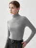 Novo Suéter Feminino de Caxemira Outono e Inverno 100% Caxemira Pura Gola Alta Slim Fit Suéter Base Tricotado para Mulheres