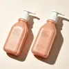 Línea de Nivel de Líquido Personalizada Botella de Champú de Alta Gama de 400 ml Material Táctil HDPE Cuerpo Cuadrado Azul Botella de Loción Corporal Gel de Ducha