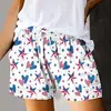 Calça Casual Feminina Nova de Verão, Estampada Confortável, Cintura Alta, Perna Larga Versátil, Calça de Cinco Pontos Reta