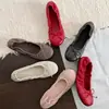 Bailarinas de Piel Suave con Pliegues de Corte Bajo Lazo Huevo Enrollado Zapatos Individuales Estilo Suave Plegables para Viajar Zapatos de Abuela para Mujer