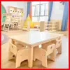 Mesa rectangular de madera para jardín de infantes, mesa y sillas de madera maciza para educación infantil, juego de escritorio y silla de aprendizaje y escritura para niños, mesa para guarderías