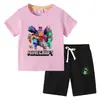 Camiseta Infantil 2026 Verão Nova Roupa Infantil de Comércio Exterior Estilo Ins Coreano Algodão Manga Curta e Shorts Conjunto de Duas Peças Infantil