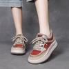 Jishu Novo Estilo Couro Bovino Camada Superior Colorblock Solado Grosso Forrado com Lã Quente Sapatos Femininos Couro Genuíno Casual Estilo Esportivo Pequenos Sapatos de Algodão