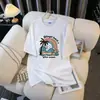 Camiseta de manga corta Lightning Warehouse para mujer, verano 2026, ropa interior, comercio exterior, estampado de dibujos animados de Ins, camiseta blanca holgada, top para mujer