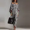 Site Independente Transfronteiriço Europeu e Americano Moda Feminina Primavera/Verão 2026 Novo Vestido Solto Listrado Ombro a Ombro para Mulheres