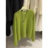 Suéter Pulóver de Forro Polar de Mapache de Cuello Redondo Verde de Alta Calidad de Guangzhou Thirteen Lines para Mujer, Suave Tejido de Punto Holgado para Otoño e Invierno