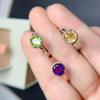 Anillo Tesoro de Color Natural Plata 925 Incrustado Twist Anillo Simple de Peridoto Anillo de Amatista Citrino para Mujer