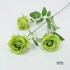 Flor de rosa perlada de 3 cabezas, rama única, rosa de simulación, flor de mesa de hotel, flor de mesa de conferencias, arreglo floral, adornos florales decorativos para sala de estar