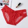 Sexy cuecas femininas malha sem costura oco transparente hot cross com cintura baixa hip lace cuecas atacado