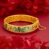 Pulseira de seda antiga banhada a ouro com flor oca e pássaro, esmalte de alta qualidade, flor azul queimada e pássaro, estilo palácio, pulseira de seda, atacado