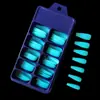 Uñas Portátiles de Color Sólido con Punta Redonda 100 Piezas de Uñas de Manicura Caja de Plástico Caja Azul Fina Parches de Manicura