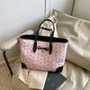 2025 Grande Capacidade Casual Estilo Verão Laço Nova Bolsa Casual de Ombro para Compras Bolsa Tote para Aula e Trabalho