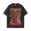 LAZADA moda nacional transfronteiriça lavada AliExpress algodão camiseta de manga curta masculina verão retrô casal top desgastado ins