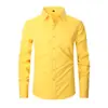 Camisa popular de comercio exterior para hombre, manga larga, color liso, tallas grandes para hombre, fácil de cuidar, mezcla de algodón, top casual de negocios para hombre