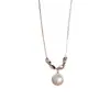 Collar con Colgante de Perla Retorcida de Metal Simple Moda Retro Francesa, Cadena para Clavícula Versátil Suave de Lujo Ligero Personalizada para Mujeres