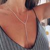 Colar de borla longa de diamante transfronteiriço festa de boate brilhante sexy peito cadeia europeia e americana colar de acessórios de strass