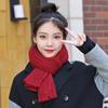 Bufanda de Lana Tejida para Mujer Invierno Nuevo Engrosada Cálida a Prueba de Frío Protección para el Cuello Exterior Combinación Total Color Sólido Bufanda para Pareja