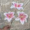 3 cabeça lírio 3D impressão fita material high-end casamento lírio enfeite falso flor salão de casamento fundo principal simulação flor