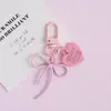 Llavero Creativo de Aleación Hueca con Lazo de Cinta Colgante de Corazón Colorido Encanto Lindo para Bolsa Colgante para Teléfono
