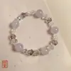 Pulsera de Cristal Natural, Cristal Torre Amarilla, Pulsera de Cuentas de Cristal de Fresa, Estilo Lujo Ligero, Cristal Rosa, Joyería de Mano para Chicas Dulces al por Mayor