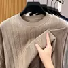 Suéter de punto de algodón puro para hombre, primavera/otoño, cuello redondo, manga larga, estilo pullover, estética old money, tejido de ochos, camiseta interior de cuello redondo, suéter