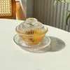 Taza de Nido de Pájaro de Vidrio con Tapa, Bol Transparente para Postre de Frutas, Bol para Agua con Azúcar, Juego de Tazones para Hongo Blanco, Taza de Sopa, Taza de Vidrio Giratoria