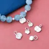 Plata de Ley S925 Sólida Colgante de Manzana Nochebuena Accesorios para Pulsera de Navidad Cuerda de Hilo para Cuentas DIY Accesorios Lindos
