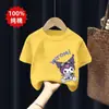 2026 Nueva Camiseta de Algodón Puro Elegante de Manga Corta para Niñas Ropa de Verano para Niñas Mayores Manga Media Niñas Pequeñas Top con Estampado de Dibujos Animados