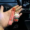 Chaveiro de urso morango fofo de desenho animado, pingente de coelho, chaveiro de carro, mochila escolar de estudante, pequeno presente, atacado