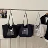 Bolso de Mano Grande de Estilo Coreano Ins Estilo Perezoso con Estampado de Rayas Estrella Letra para Mujer, Artístico y Casual