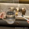 Copo Transparente de Bochecho de Alto Acabamento, Copo de Escova de Dentes, Copo de Bochecho com Padrão de Listras Verticais, Copo de Água, Estilo Nórdico, Luxo Leve