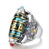 Anillo Giratorio con Cuenta Dzi de Mantra de Seis Caracteres Tendencia Nacional Masculina Pájaro Fénix Grande Anillo Personalizado para Pareja Anillo