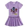 Nova Roupa de Verão 2023 Estilo Coreano Moda Infantil Vestido de Manga Curta Algodão Roupa de Bebê Saia Plissada Estilo Ocidental Fina