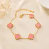 Pulsera Cruzada de Acero Inoxidable Europea y Americana de Cuatro Hojas por Ambos Lados para Niñas, Acero de Titanio No se Desvanece Joyería de Alta Gama al por Mayor