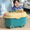 Caja de Almacenamiento de Juguetes para Niños Caja de Almacenamiento de Ropa de Bebé y Juguetes para el Hogar con Ruedas y Tirador Manual Caja de Almacenamiento Creativa de Dibujos Animados