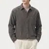 Chamarra tipo camisa de pana retro americana 2026, corte holgado para hombre, camisa casual versátil de manga larga, gris oscuro
