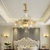 Candelabro de cobre estilo europeo, luz principal para sala de estar, luz de comedor dúplex de lujo americano, luz para estudio y dormitorio, accesorios de iluminación de Zhongshan