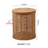Mesa de Café Redonda Cilíndrica de Madera Maciza Ratán Estilo Chino Japonés Sala de Estar Tatami Mesa Lateral de Sofá Simple Mesa de Té Pequeña de Vidrio