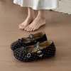 Nuevos zapatos planos Mary Jane para mujer, estilo verano y otoño 2026, con doble tira plisada, diseño retro de lunares, versátiles bailarinas con hebilla