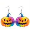 Fiesta de Carnaval de Calabazas Coloridas de Halloween con Pendientes Acrílicos Diseño Divertido de Nicho Pendientes Creativos
