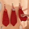 Año del Dragón estilo nacional Xingshi toalla de mano toalla de mano colgante de cocina toalla de mano de chenilla festiva roja mascota