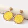 Nueva Llegada Enredadera de Césped Artificial Hecha a Mano Aretes Trenzados Aretes de Estilo Bohemio para Vacaciones Aretes Geométricos Distintivos para Mujer