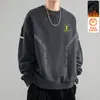Moletom Masculino 2025 Outono Estilo Americano Solto Manga Longa Gola Redonda Pulôver de Lã Tendência Peso Pesado Versátil Jaqueta
