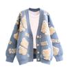 Tejido Personalizado 2025 Nuevo Dibujo Animado Estilo Dulce Suéter Tejido Moda Femenina Chaqueta de Punto de Longitud Media Cárdigan Bordado Femenino