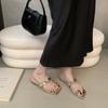 Pantuflas Francesas de Metal con Tacón Grueso para Mujer, Calzado de Verano para Exterior 2025, Nuevas Zapatillas de Playa, Sandalias de Punta Cuadrada de Nicho para Mujer